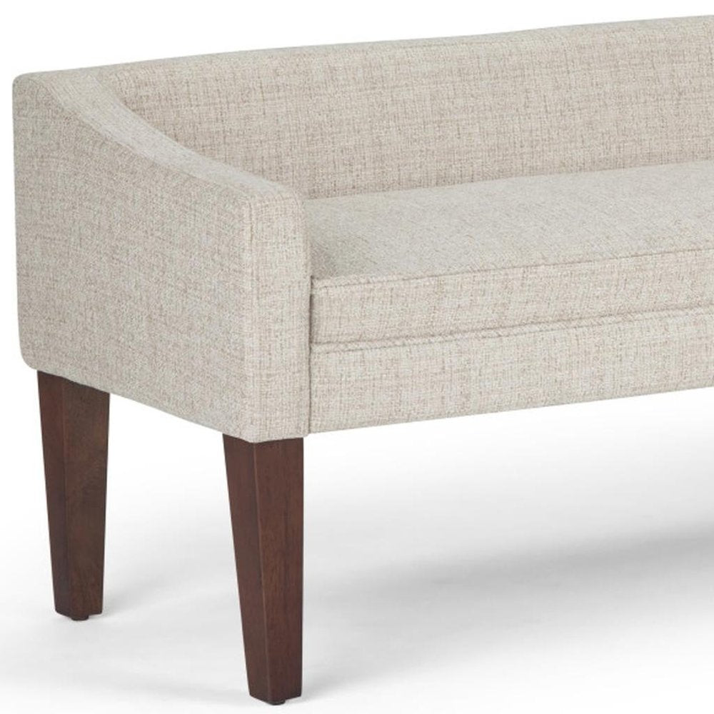 50" Beige And Brown Fabric And Wood Upholstered Bench — view 13