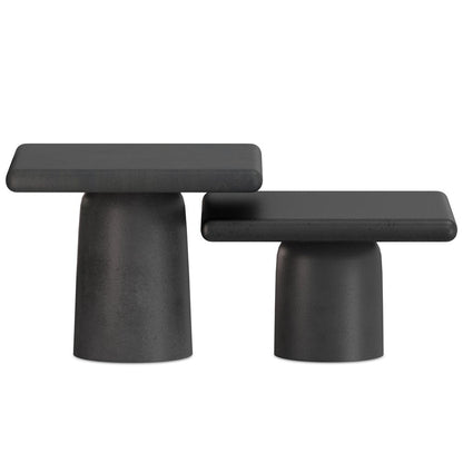 Set of Two Graphite Distressed Aluminum Square Pedestal End Tables HomeRoots