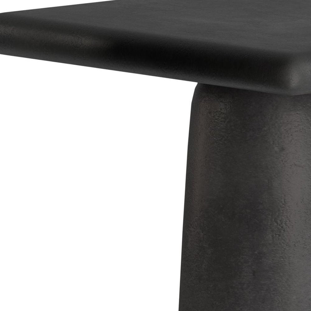 Set of Two Graphite Distressed Aluminum Square Pedestal End Tables — view 4