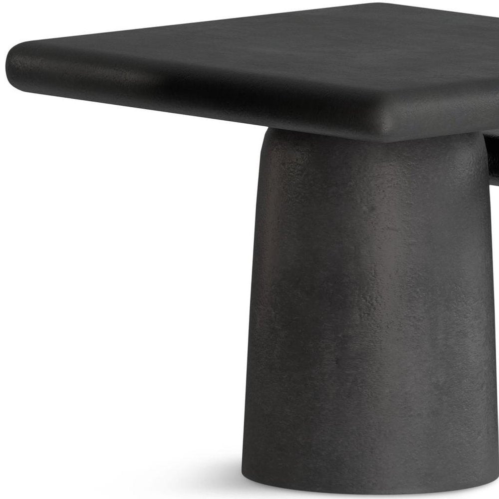 Set of Two Graphite Distressed Aluminum Square Pedestal End Tables — view 5