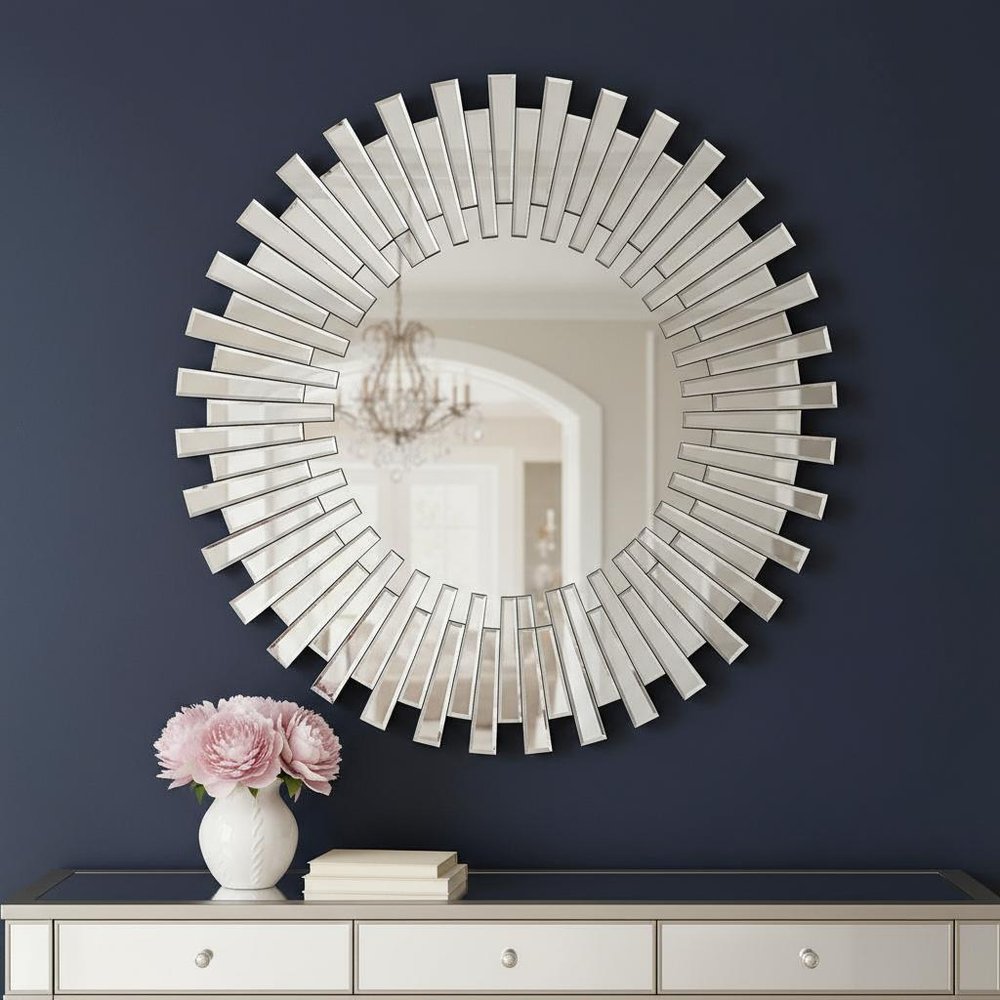18" Silver Glass Sunburst Framed Accent Mirror HomeRoots