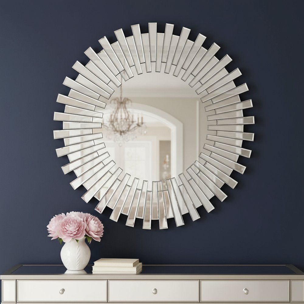 18" Silver Glass Sunburst Framed Accent Mirror HomeRoots