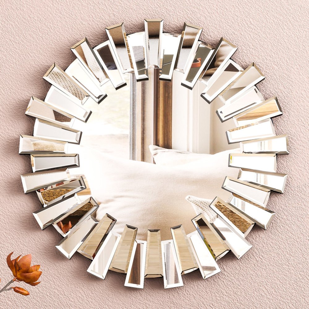 18" Silver Glass Sunburst Framed Accent Mirror HomeRoots