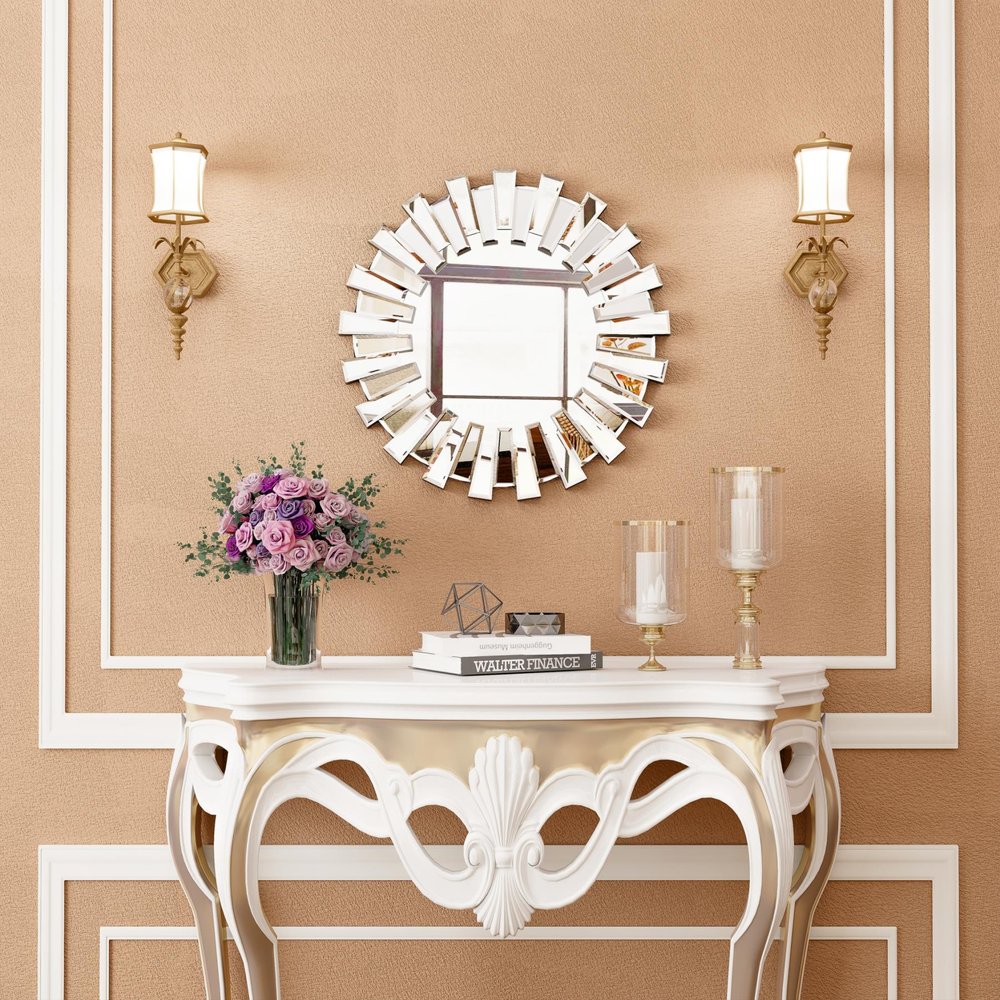 18" Silver Glass Sunburst Framed Accent Mirror HomeRoots