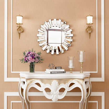 18" Silver Glass Sunburst Framed Accent Mirror HomeRoots