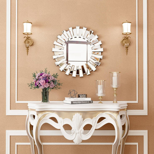18" Silver Glass Sunburst Framed Accent Mirror HomeRoots