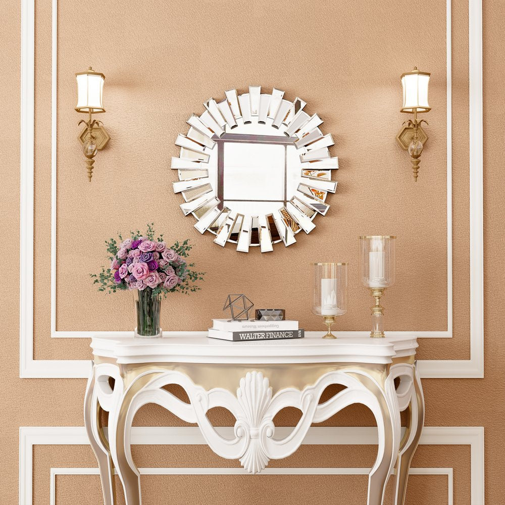 18" Silver Glass Sunburst Framed Accent Mirror HomeRoots