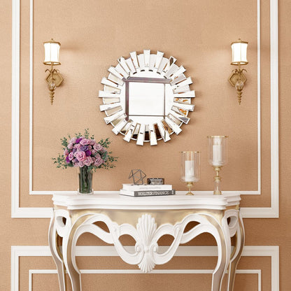 18" Silver Glass Sunburst Framed Accent Mirror HomeRoots