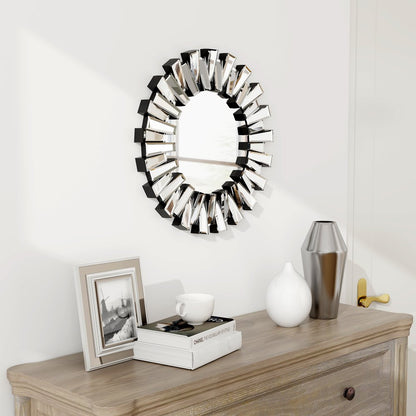 18" Silver Glass Sunburst Framed Accent Mirror HomeRoots