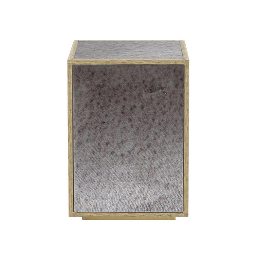 22" Silver and Gold Mirrored Glass and Wood Block End Table HomeRoots