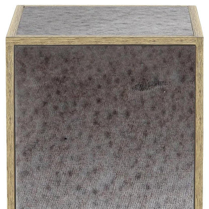 22" Silver and Gold Mirrored Glass and Wood Block End Table HomeRoots