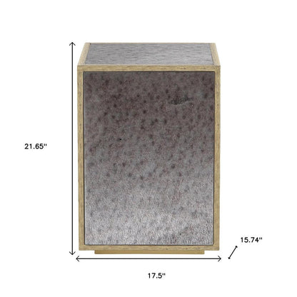 22" Silver and Gold Mirrored Glass and Wood Block End Table HomeRoots