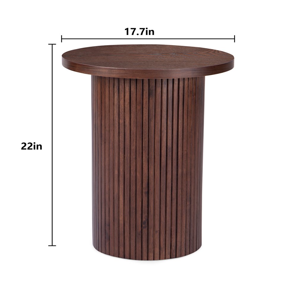 22" Brown Wood Round Pedestal End Table HomeRoots