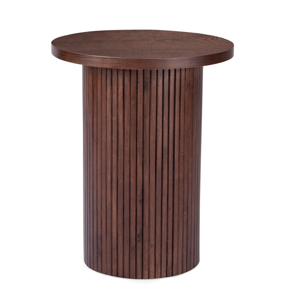 22" Brown Wood Round Pedestal End Table HomeRoots