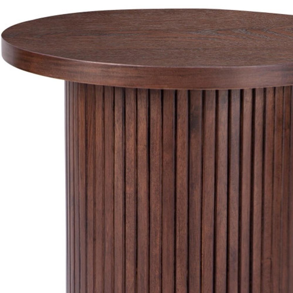22" Brown Wood Round Pedestal End Table HomeRoots