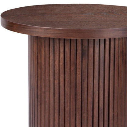 22" Brown Wood Round Pedestal End Table HomeRoots