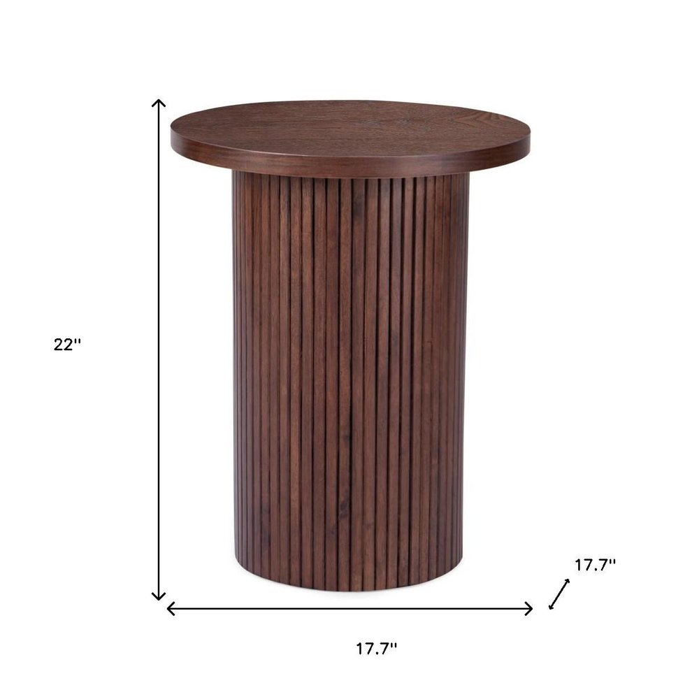 22" Brown Wood Round Pedestal End Table HomeRoots