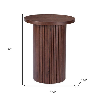 22" Brown Wood Round Pedestal End Table HomeRoots