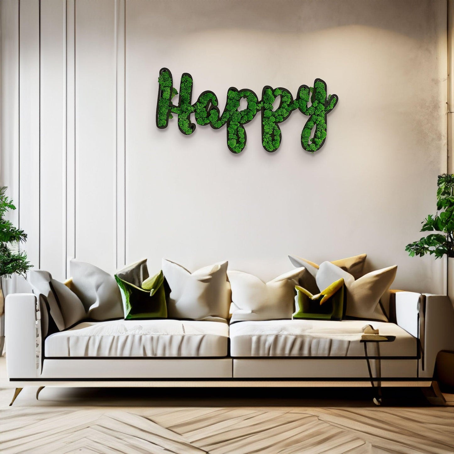 HAPPY Letter Art Moss Wall Decor - FurniFindUSA