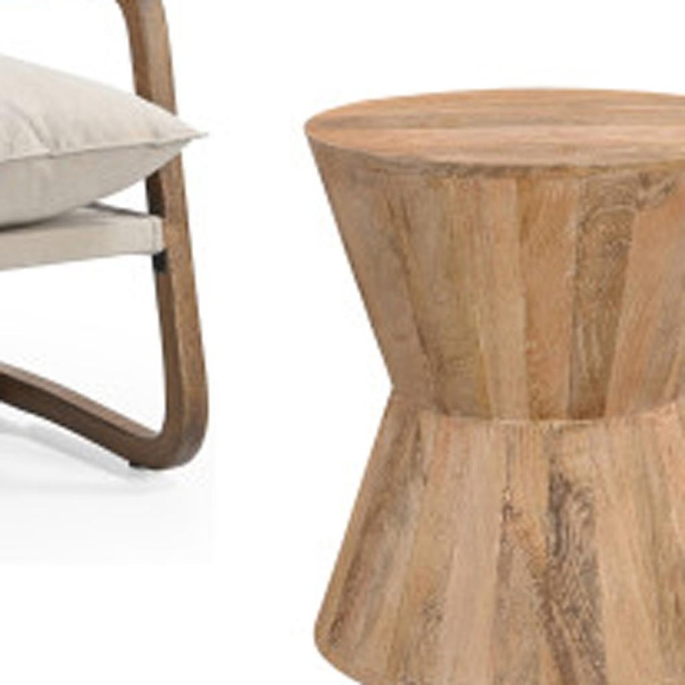 Set of Three Brown Solid Wood Round Solid Furniture Set — view 8