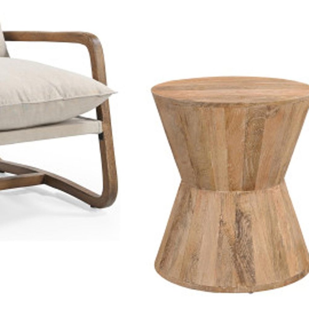 Set of Three Brown Solid Wood Round Solid Furniture Set — view 9