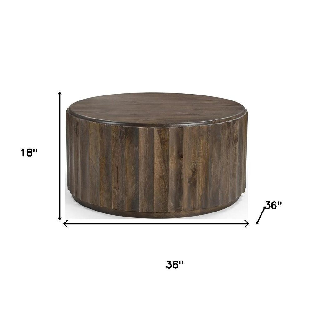 Set of Two Dark Brown Solid Wood Round Solid Furniture Set — view 1