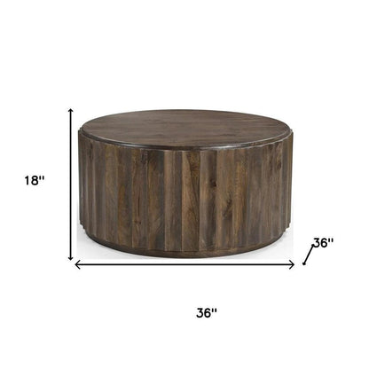 Set of Two Dark Brown Solid Wood Round Solid Furniture Set