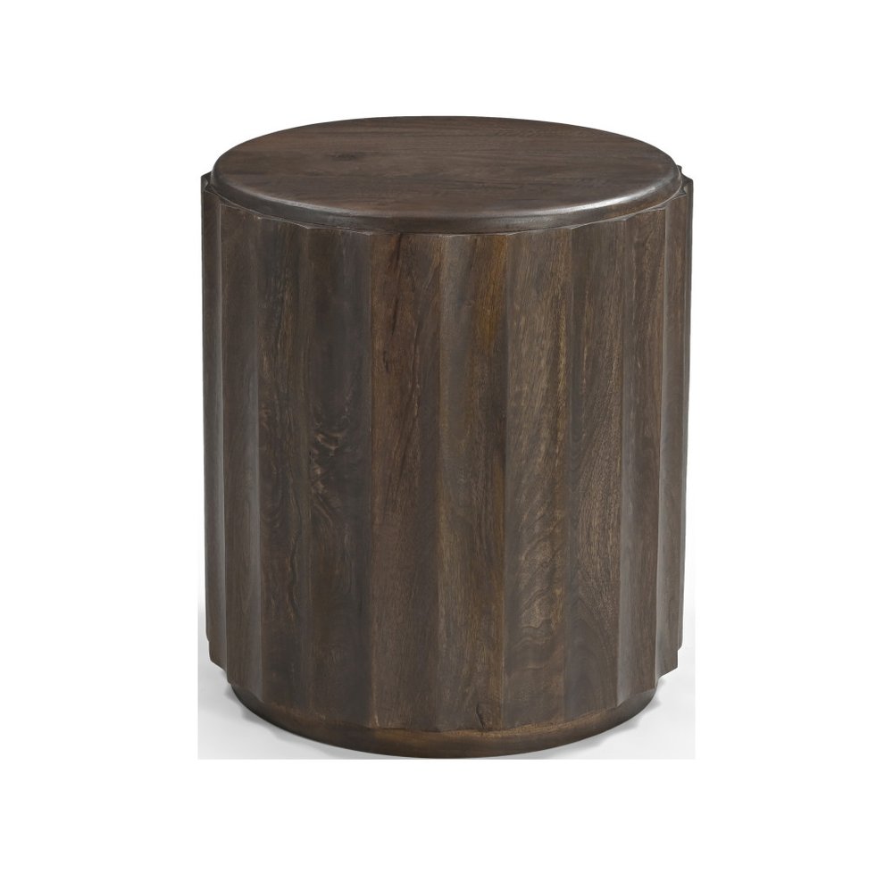Set of Two Dark Brown Solid Wood Round Solid Furniture Set — view 4