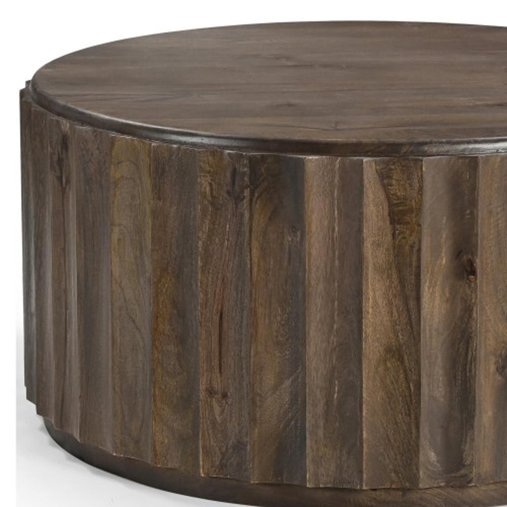 Set of Two Dark Brown Solid Wood Round Solid Furniture Set — view 5