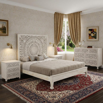 Three Piece White Solid Wood Bedroom Set HomeRoots