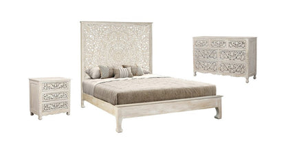 Three Piece White Solid Wood Bedroom Set HomeRoots