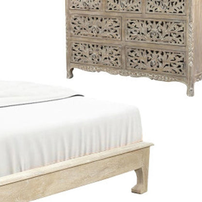 Three Piece Gray Solid Wood Bedroom Set HomeRoots
