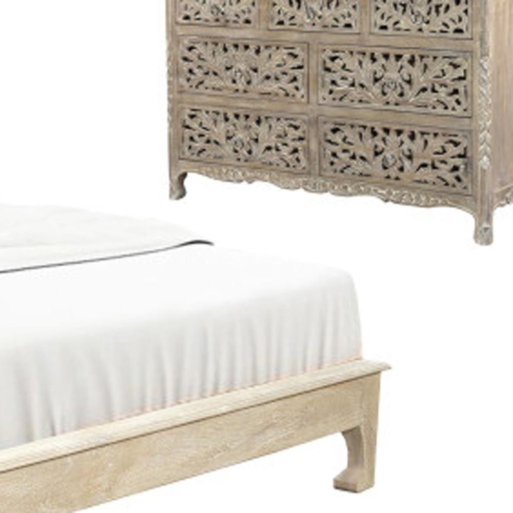 Three Piece Gray Solid Wood Bedroom Set — view 7