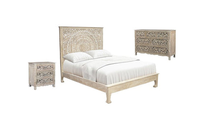 Three Piece Gray Solid Wood Bedroom Set HomeRoots