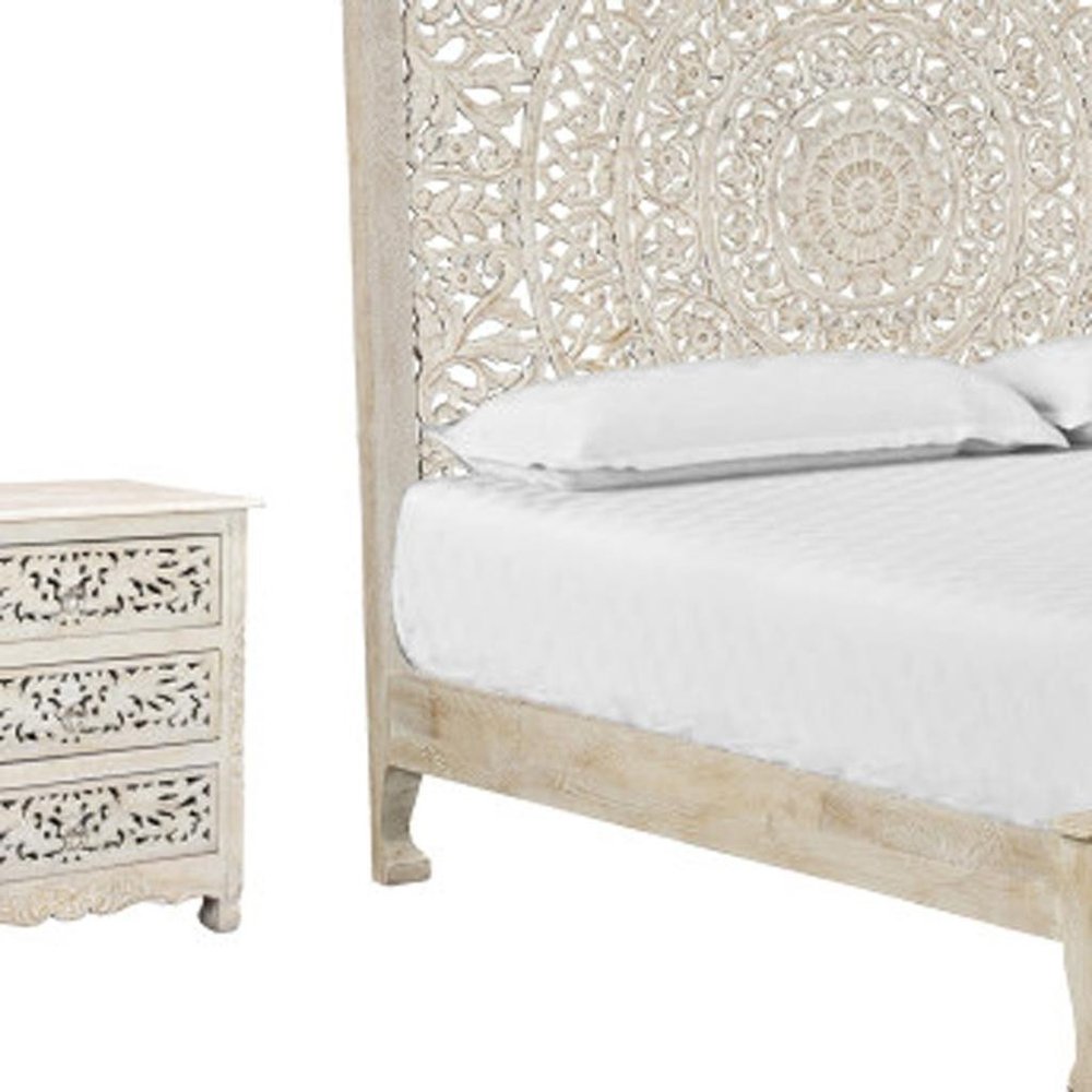 Three Piece White Solid Wood Bedroom Set — view 8