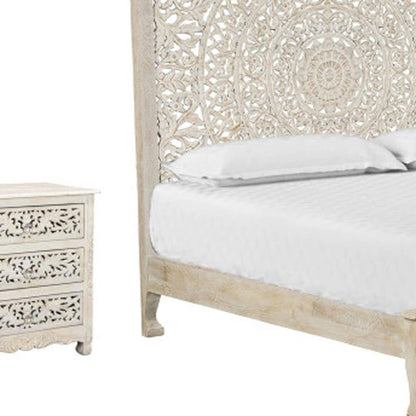 Three Piece White Solid Wood Bedroom Set