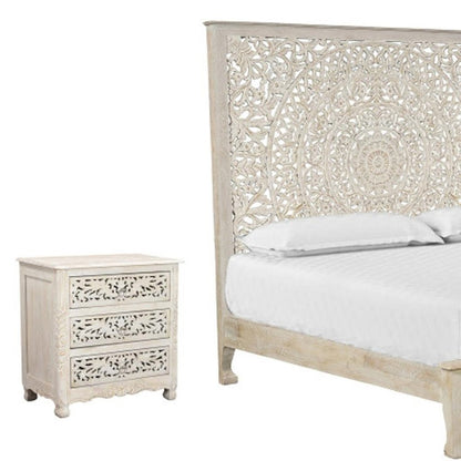 Three Piece White Solid Wood Bedroom Set