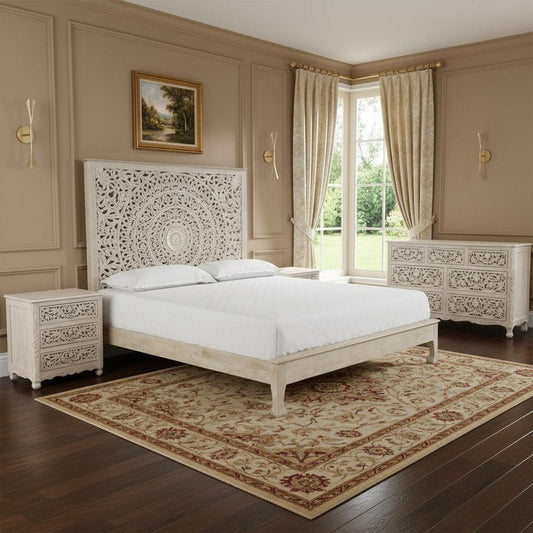Three Piece White Solid Wood Bedroom Set HomeRoots