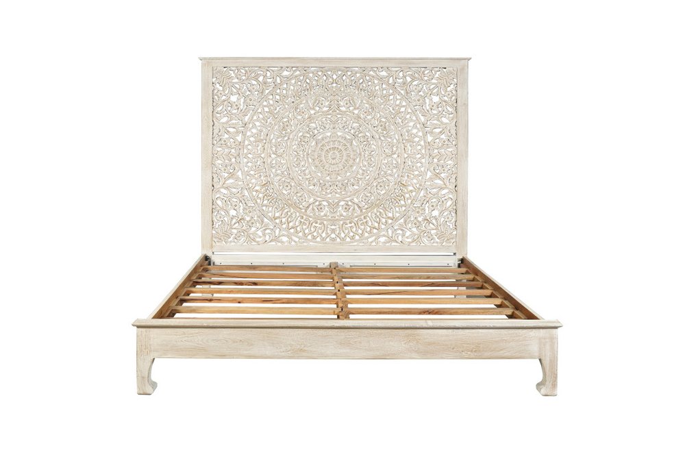 Three Piece White Solid Wood Bedroom Set — view 3