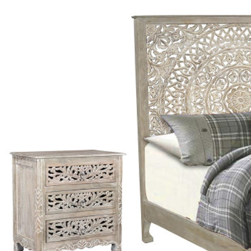 Three Piece Gray Solid Wood Bedroom Set — view 7