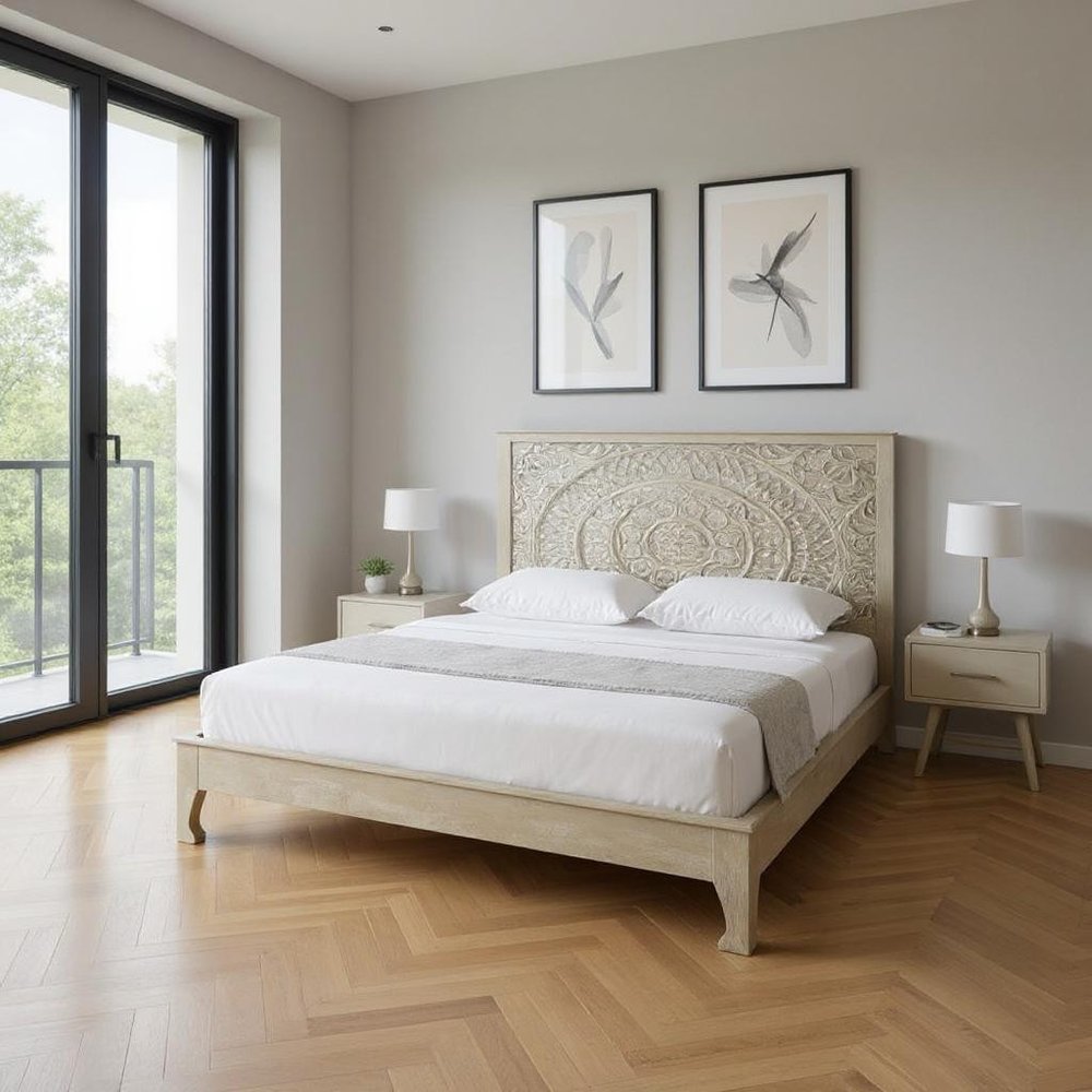 Three Piece Gray Solid Wood Bedroom Set — view 10