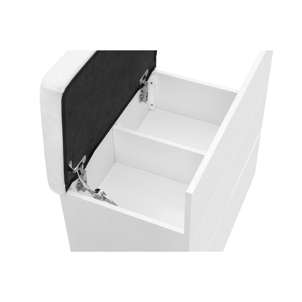 62" White Wood And Glass Six Drawer Vanity Table With Mirror Seating And Lights HomeRoots