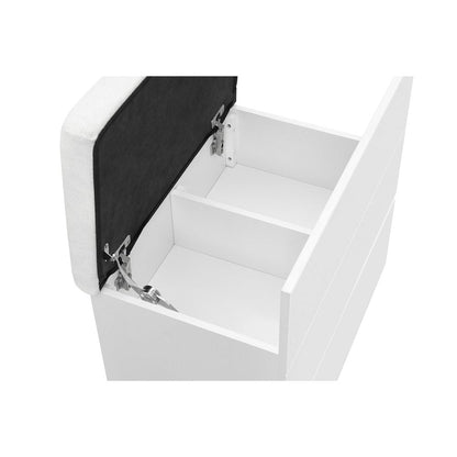 62" White Wood And Glass Six Drawer Vanity Table With Mirror Seating And Lights HomeRoots