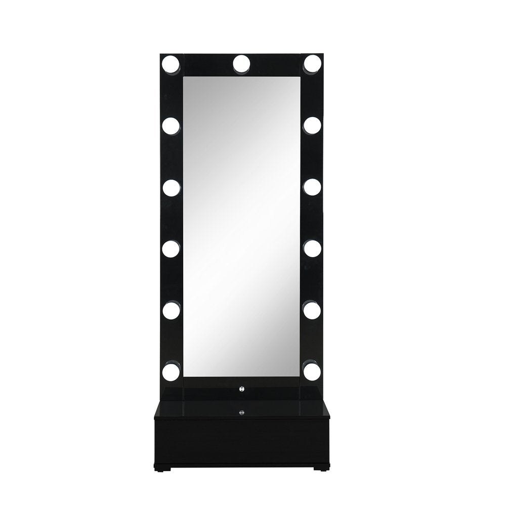 74" Black Wood Lighted Freestanding Framed Full Length Mirror HomeRoots