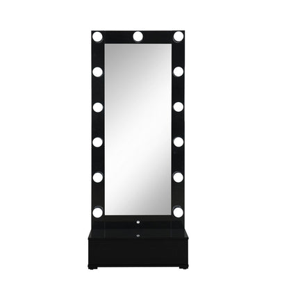 74" Black Wood Lighted Freestanding Framed Full Length Mirror HomeRoots