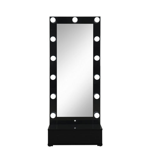 74" Black Wood Lighted Freestanding Framed Full Length Mirror HomeRoots