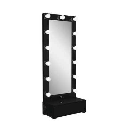 74" Black Wood Lighted Freestanding Framed Full Length Mirror HomeRoots