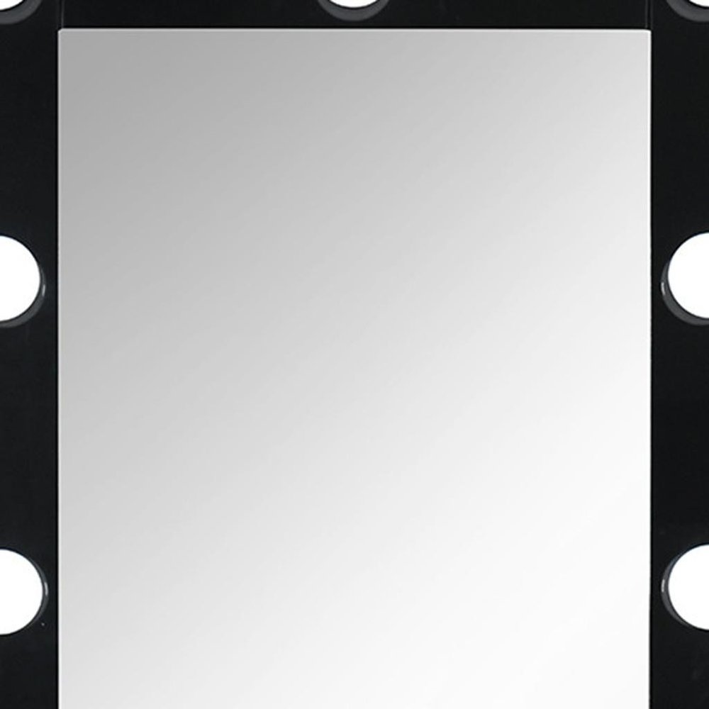 74" Black Wood Lighted Freestanding Framed Full Length Mirror HomeRoots