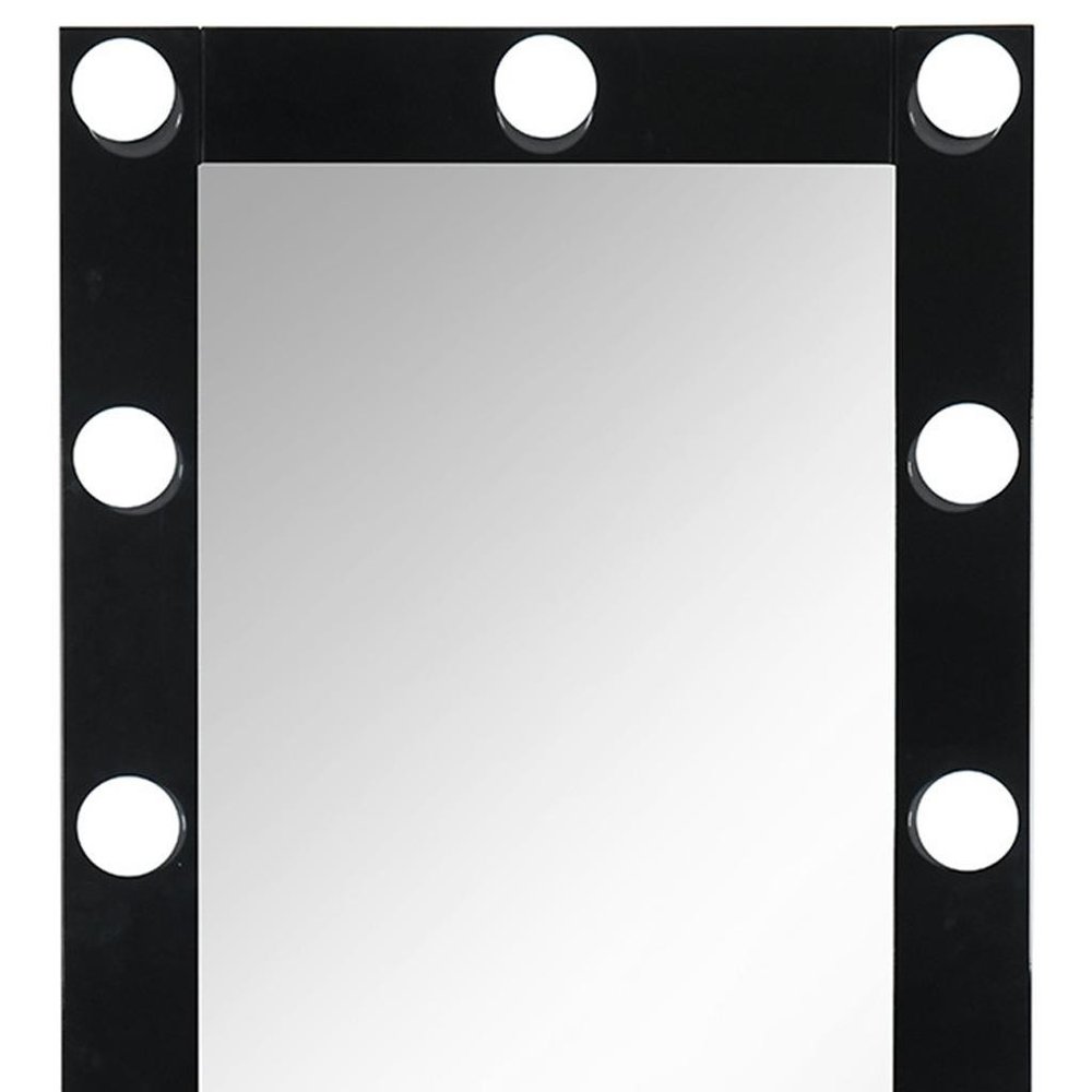 74" Black Wood Lighted Freestanding Framed Full Length Mirror HomeRoots