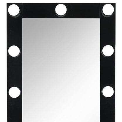 74" Black Wood Lighted Freestanding Framed Full Length Mirror HomeRoots